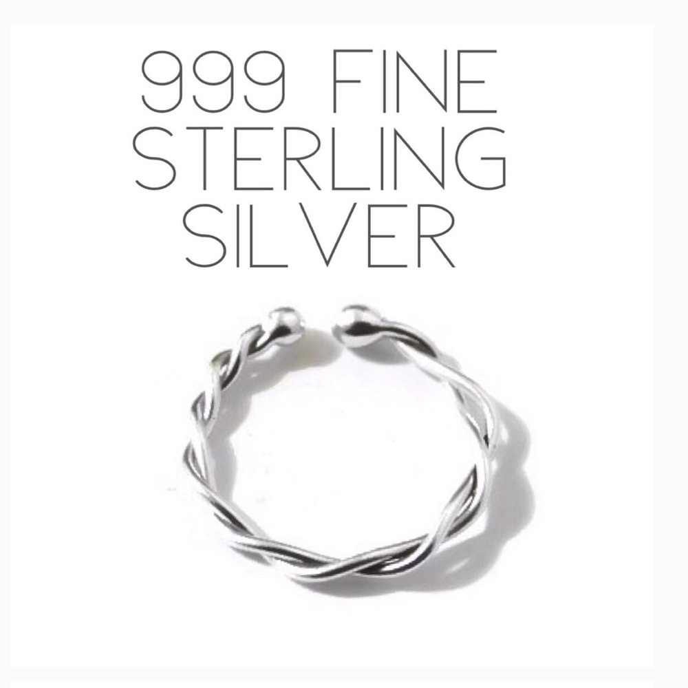3 RINGS - 925 Sterling Silver Ball End Twisted Adjustable Toe Midi Knuckle Ring